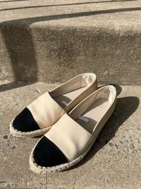 A New Day Women's Two-Tone Espadrille Flats in Beige and Black